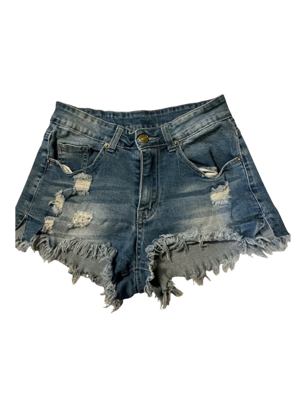 Women's Distressed Denim Shorts - Blue